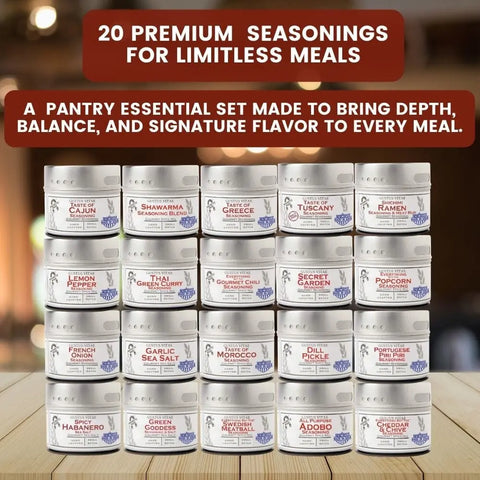 Deluxe 20-Piece International Seasoning Set – Gourmet Herb and Spice Collection | Made in USA Handcrafted Gustus Vitae  Collections & Gift Sets