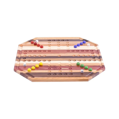 Deluxe 24 Inch Multi-Wood Aggravation Marble Game Board – Double Sided Family Fun | Handmade in USA Amish Toy Box  Toy