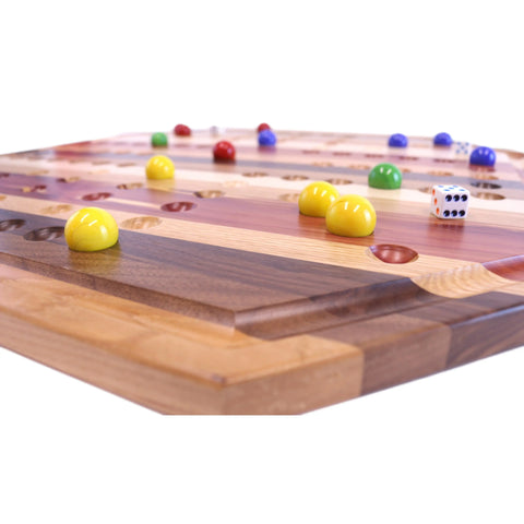 Deluxe 24 Inch Multi-Wood Aggravation Marble Game Board – Double Sided Family Fun | Handmade in USA Amish Toy Box  Toy