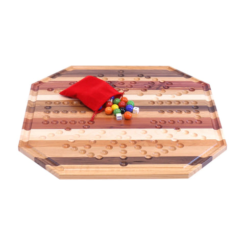 Deluxe 24 Inch Multi-Wood Aggravation Marble Game Board – Double Sided Family Fun | Handmade in USA Amish Toy Box  Toy