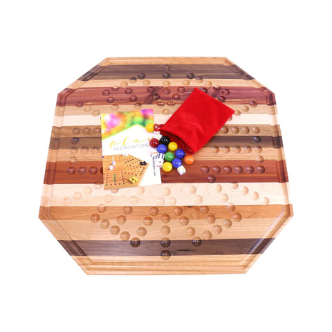 Deluxe 24 Inch Multi-Wood Aggravation Marble Game Board – Double Sided Family Fun | Handmade in USA Amish Toy Box  Toy