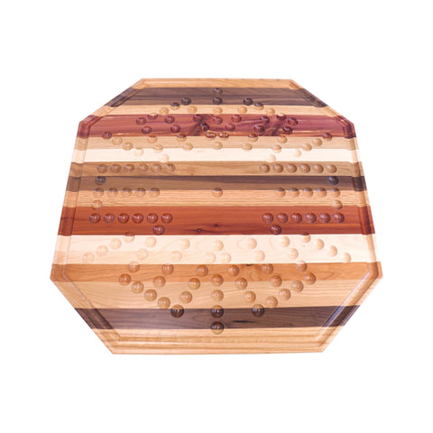 Deluxe 24 Inch Multi-Wood Aggravation Marble Game Board – Double Sided Family Fun | Handmade in USA Amish Toy Box  Toy
