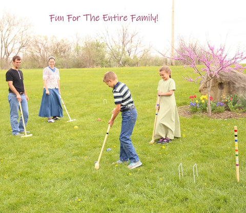 Deluxe 8-Player Hardwood Croquet Set – Maple Mallets with Vinyl Wickets – AmishCrafted | Made in USA Amish Toy Box  Outdoor Games, Backyard Croquet