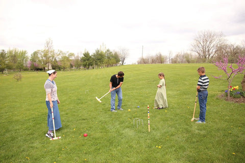 Deluxe 8-Player Hardwood Croquet Set – Maple Mallets with Vinyl Wickets – AmishCrafted | Made in USA Amish Toy Box  Outdoor Games, Backyard Croquet