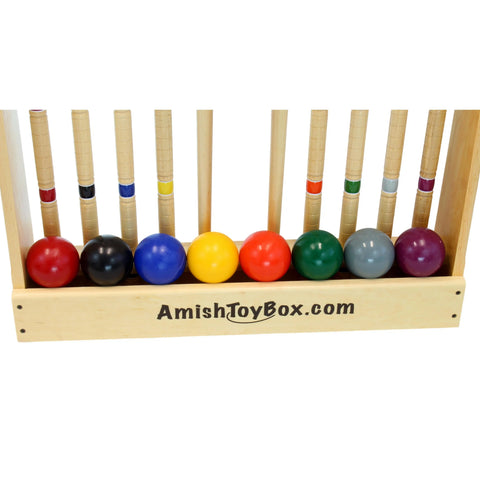 Deluxe 8-Player Hardwood Croquet Set – Maple Mallets with Vinyl Wickets – AmishCrafted | Made in USA Amish Toy Box  Outdoor Games, Backyard Croquet