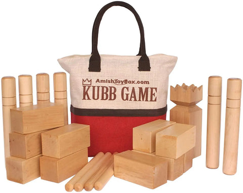 Deluxe Amish-Made Maple Hardwood Kubb Game Set – Regulation Size Batons – Handcrafted Outdoor Yard Game | Made in USA Amish Toy Box  Outdoor Games, Kubb