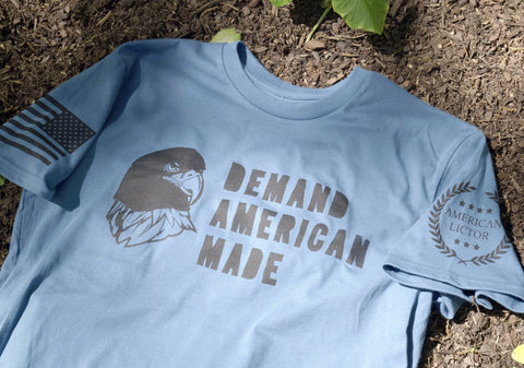 Demand American Made T-Shirt – Patriotic Eagle Graphic Tee | Made in USA American Lictor  T-Shirt