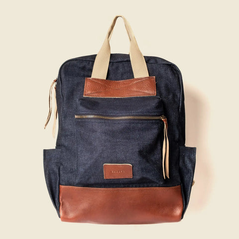 Denim Travel Laptop Backpack – Durable Vegan Leather Accents | Made in USA CASUPO  Backpacks