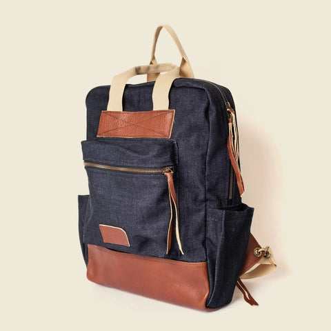 Denim Travel Laptop Backpack – Durable Vegan Leather Accents | Made in USA CASUPO  Backpacks