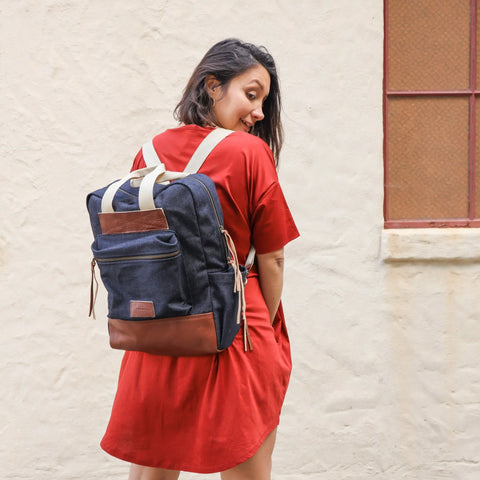 Denim Travel Laptop Backpack – Durable Vegan Leather Accents | Made in USA CASUPO  Backpacks