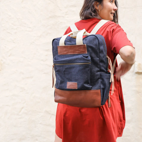 Denim Travel Laptop Backpack – Durable Vegan Leather Accents | Made in USA CASUPO  Backpacks