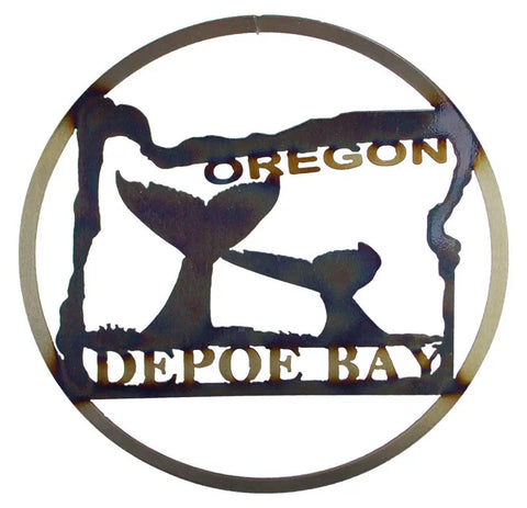 Depoe Bay Oregon Metal Wall Art – 13 Inch Rustic Circle Decor | Handcrafted Made in USA Knights Home Decor  item