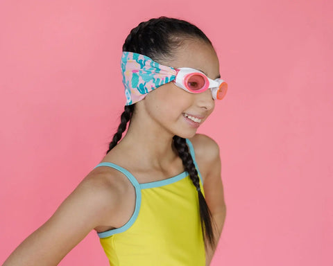Desert Sunshine Swim Goggles – Tangle-Free Strap With Pink Tinted Lenses | One Size Fits Ages 3+ | Assembled in USA Splash Place  Swim Goggles