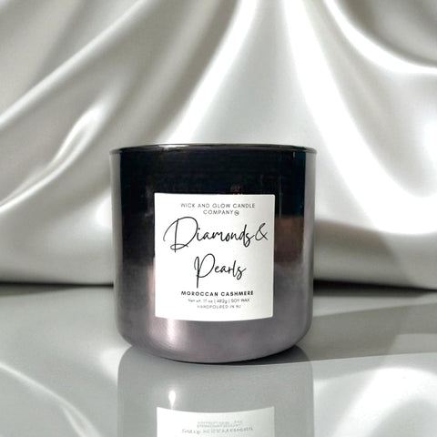 Luxury Diamonds and Pearls Scented Candle 17oz – Hand-Poured Soy Wax – Made in USA Wick and Glow Candle Company™  Candles