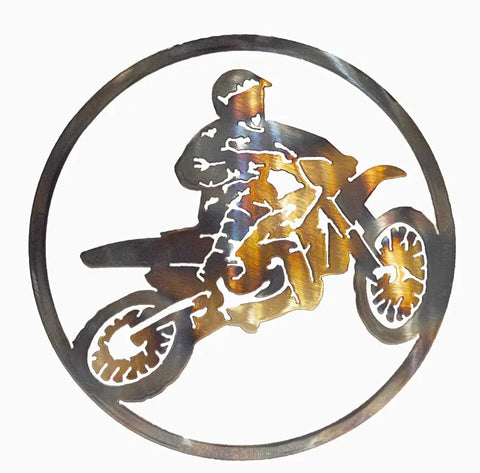 Dirt Bike Metal Wall Art – Off-Road Decor – Veteran Owned Family Business | Made in USA Knights Home Decor  item