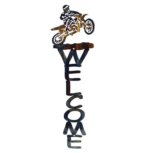 Dirt Bike Outdoor Metal Welcome Sign – Handcrafted Wall Decor for Adventure Lovers | Made in USA Knights Home Decor  item