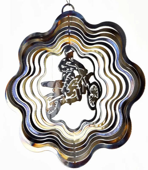 Dirt Bike Wind Spinner – Kinetic Outdoor Metal Decor | Handmade Motocross Art | Made in USA Knights Home Decor  item