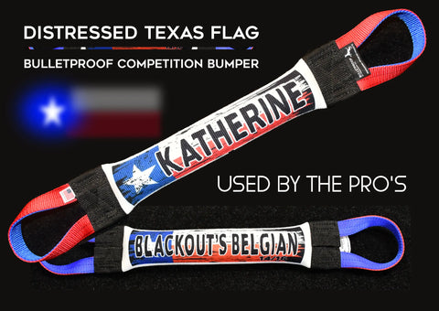 Dock Diving Weighted Bumper Tug – Competition Series – Distressed Texas Flag | Made in USA Bulletproof Pet Products Inc  DOCK TUG
