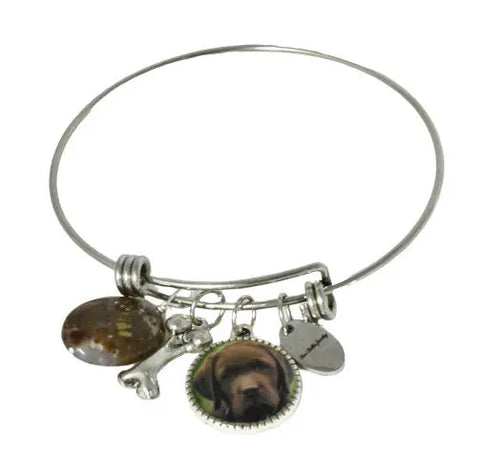 Dog Lovers Pet Breed Photo Bangle Bracelet With Bone Charm Michelle Marie Boutique  Bracelet