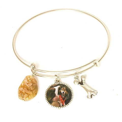Dog Lovers Pet Breed Photo Bangle Bracelet With Bone Charm Michelle Marie Boutique  Bracelet