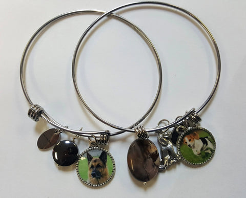 Dog Lovers Pet Breed Photo Bangle Bracelet With Bone Charm Michelle Marie Boutique  Bracelet