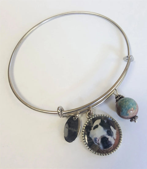 Dog Lovers Pet Breed Photo Bangle Bracelet With Bone Charm Michelle Marie Boutique  Bracelet
