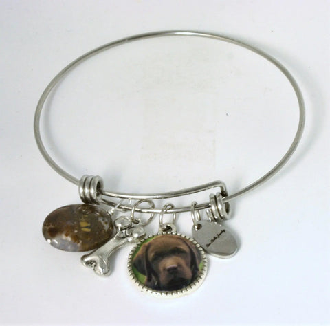 Dog Lovers Pet Breed Photo Bangle Bracelet With Bone Charm Michelle Marie Boutique  Bracelet