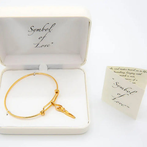 Double Adjustable Sterling Silver Bangle 8-9.5 Inch – 14kt Gold Overlay | Made in USA Symbol of Love Jewelry