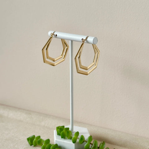 Double Geometric Gold Hoop Earrings – Handcrafted Fine Jewelry | Made in USA Sarah Cecelia  EARRINGS