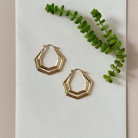 Double Geometric Gold Hoop Earrings – Handcrafted Fine Jewelry | Made in USA Sarah Cecelia  EARRINGS