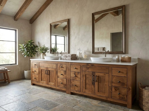 Double Sink Bathroom Vanity – Custom White Pine Cabinetry | Made in USA | Model #1020 Limitless Woodworking  item