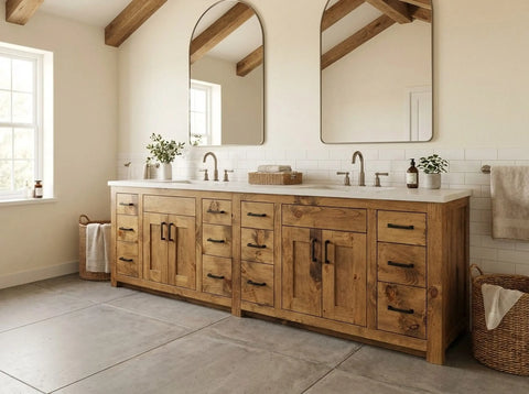 Double Sink Bathroom Vanity – Custom White Pine Cabinetry | Made in USA | Model #1020 Limitless Woodworking  item