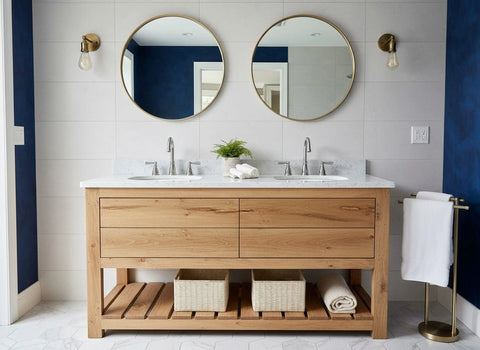 Double Sink Bathroom Vanity – Handmade Northeastern White Pine Cabinet | Made in USA | Model #1011 Limitless Woodworking  item