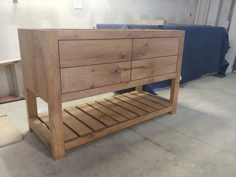 Double Sink Bathroom Vanity – Handmade Northeastern White Pine Cabinet | Made in USA | Model #1011 Limitless Woodworking  item