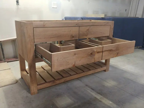 Double Sink Bathroom Vanity – Handmade Northeastern White Pine Cabinet | Made in USA | Model #1011 Limitless Woodworking  item