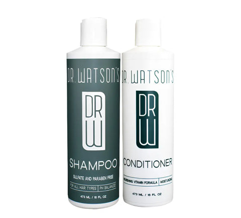Dr. Watson’s Hair Care Duo – Sulfate-Free Shampoo & Nourishing Conditioner | 16 Oz Each | Made in USA Dr. Watson's Hair & Body Care  Shampoo and Conditioner