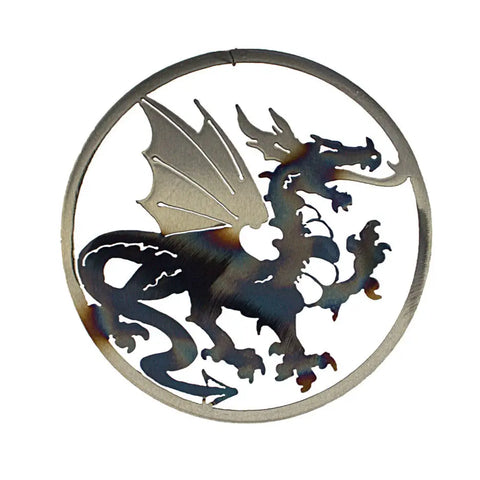 Dragon Metal Wall Art – Handcrafted Mythical Decor Circle | Made in USA Knights Home Decor  item