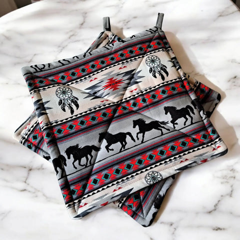 Dreamcatcher Horses - Pot Holders (Set of 2) Frances Farm & Craft  Pot holders