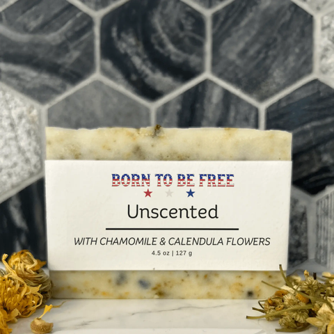Dried Chamomile & Calendula Unscented Tallow Soap Bar Born to be Free  Soap 9.50 Bar