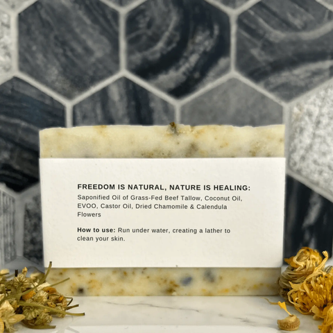 Dried Chamomile & Calendula Unscented Tallow Soap Bar Born to be Free  Soap