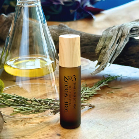 Driftwood No3 10 mL Perfume Oil Roller – Coastal Woody Fragrance Blend with Rosemary and Cedar | Made in USA Cheryl Kelly & Co  Perfume