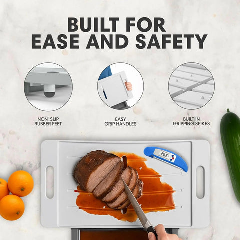 Dripless 2-in-1 Cutting Board System – Removable Tray – Made in USA Karving King 