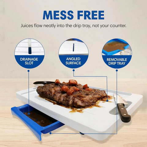 Dripless 2-in-1 Cutting Board System – Removable Tray – Made in USA Karving King 