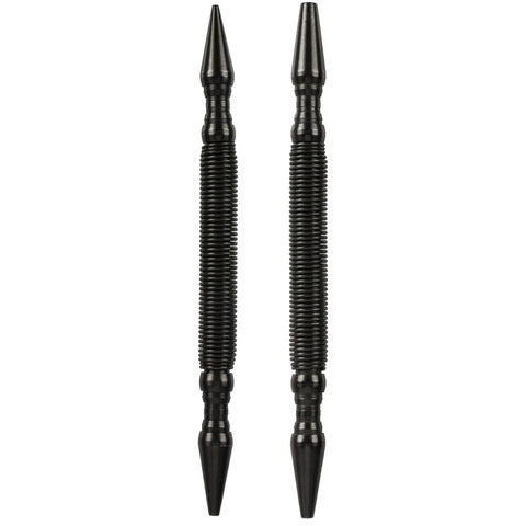 Two identical Pro Finish Kit dual head nail setters by Hammerless Impact Technology, featuring ribbed grips and a black finish, are positioned vertically side by side on a white background—essential tools for finish carpentry.