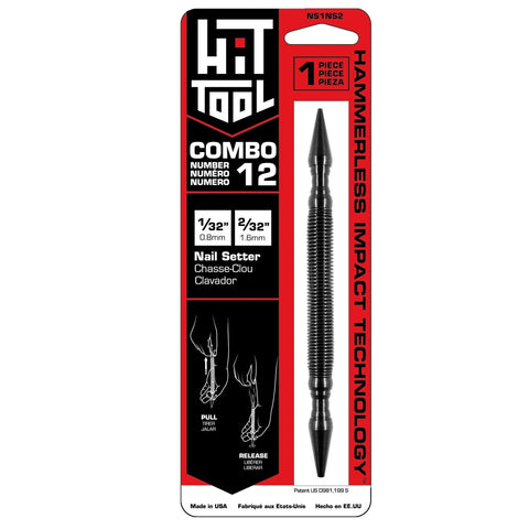 Dual Head Nail Setter 1/32 Inch And 2/32 Inch – Spring Loaded Punch | Made in USA Hammerless Impact Technology  item