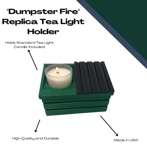 Dumpster Fire Tea Light Candle Holder | Funny Dumpster Replica With Included Candle | Perfect for Office Desks, Game Rooms, Dorms, & More! Chatelet Manufacturing 
