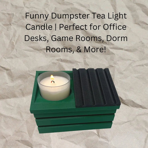Dumpster Fire Tea Light Candle Holder | Funny Dumpster Replica With Included Candle | Perfect for Office Desks, Game Rooms, Dorms, & More! Chatelet Manufacturing 