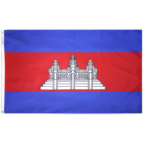 Durable 200 Denier Nylon Cambodia Flag – UV Resistant Outdoor Banner | Made in USA Assembly Freedom Flag and Pole 