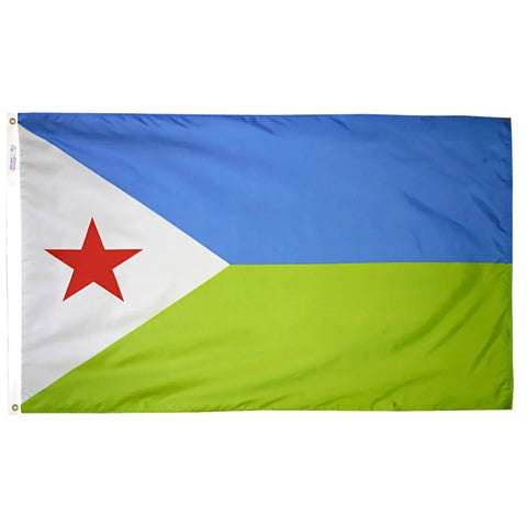 Durable 200 Denier Nylon Djibouti Flag – UV-Resistant Outdoor Banner | Made in USA Quality Freedom Flag and Pole 