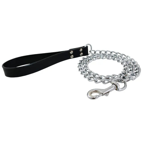 Durable Chrome-Plated Steel Chain Dog Leash – Full Grain Leather Handle 48 Inch | Made in USA Auburn Leathercrafters  item